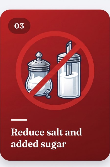 03 — Reduce salt and added sugar
